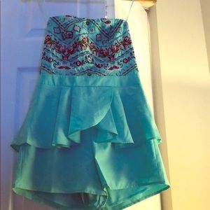 Aqua blue romper strapless